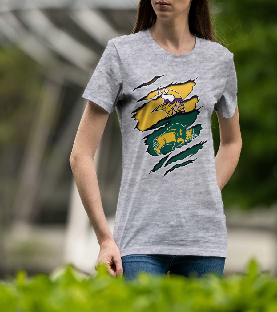 Vikings Logo With Bison Imagery Dakota T-Shirt