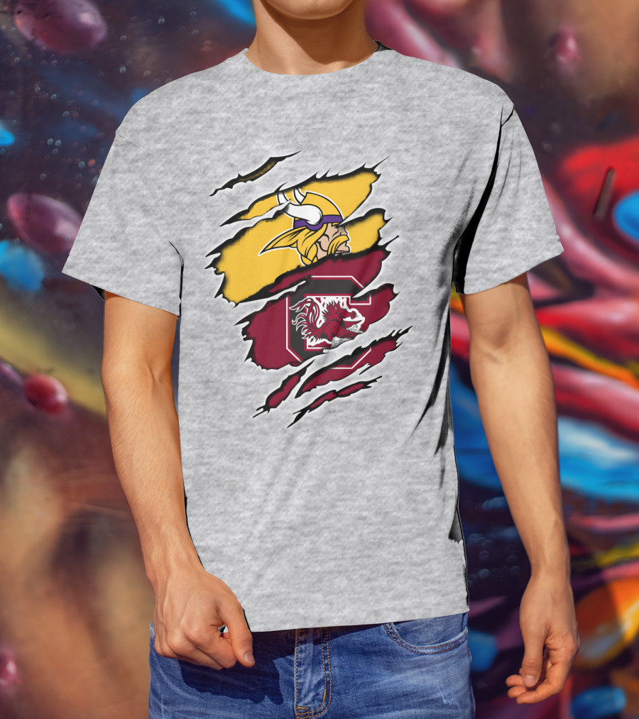 Vikings Gamecocks Merge NFL Minnesota And NCAA South Carolina T-Shirt
