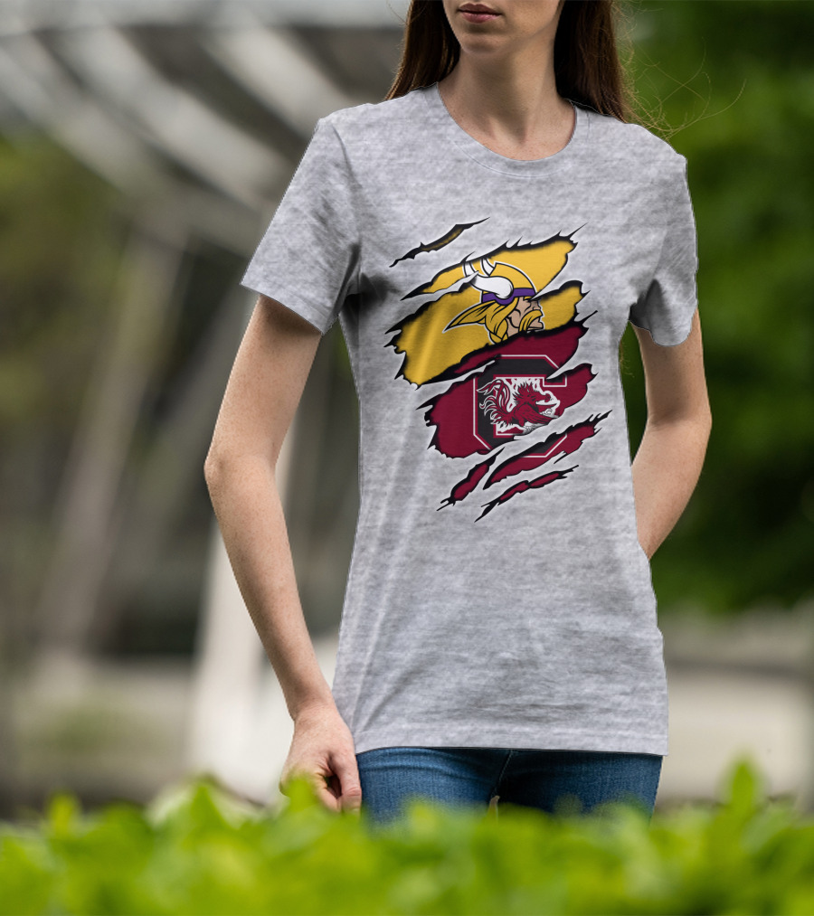 Vikings Gamecocks Merge NFL Minnesota And NCAA South Carolina T-Shirt