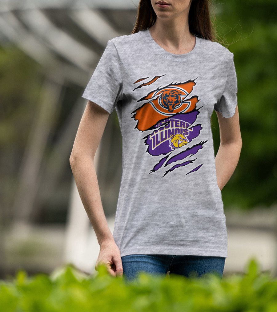 Chicago Bears Western Illinois Leathernecks Claw Marks T-Shirt