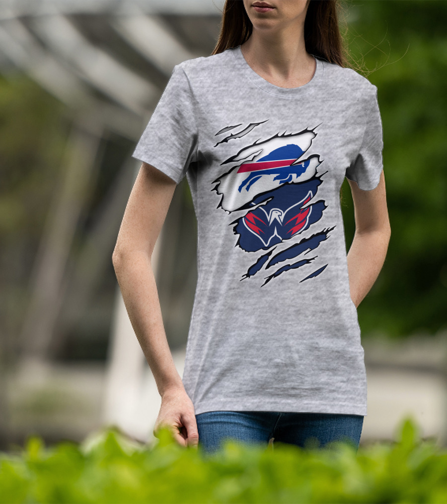Buffalo Bills Washington Capitals Ripped Claw Marks T-Shirt