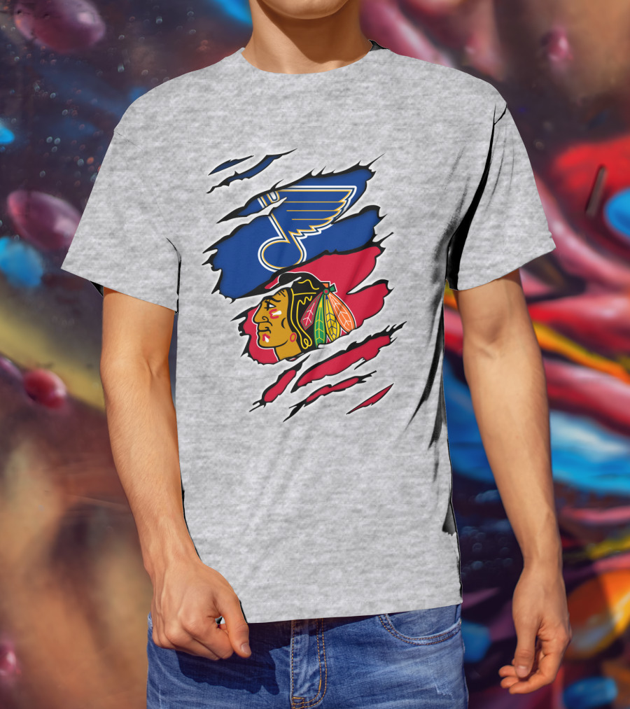 Blues Blackhawks Rivalry Team Clash Logo Fan Gear T-Shirt