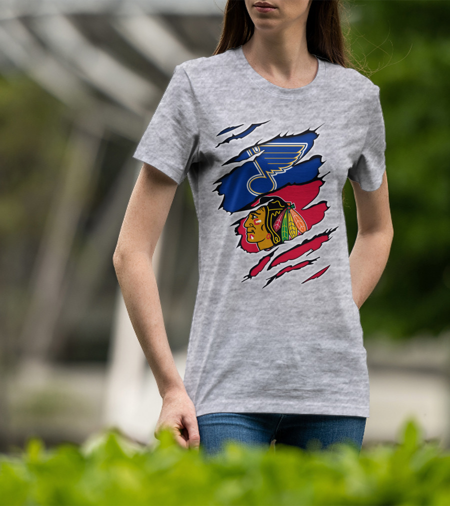 Blues Blackhawks Rivalry Team Clash Logo Fan Gear T-Shirt