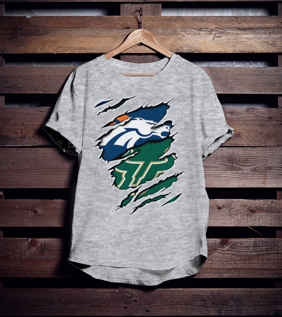 Broncos Bulls Logo Combination Tear T-Shirt