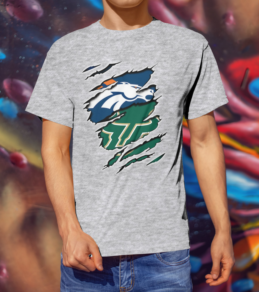 Broncos Bulls Logo Combination Tear T-Shirt