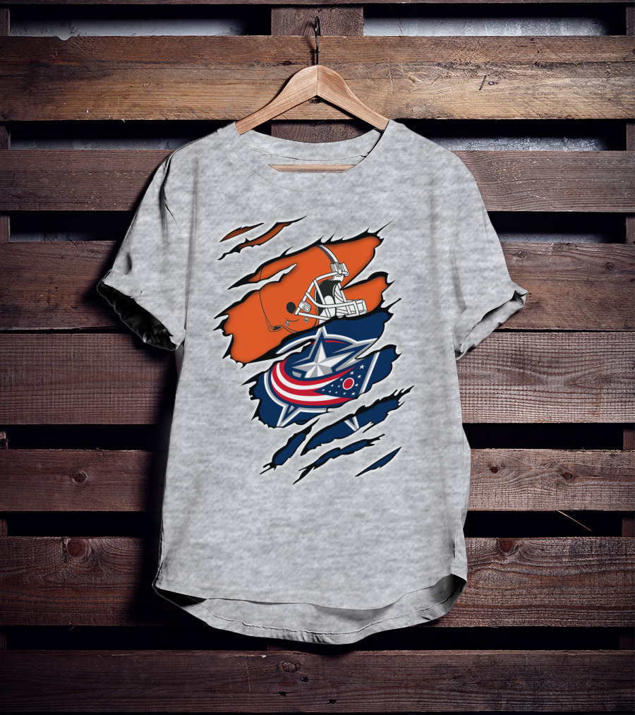 Cleveland Browns Columbus Blue Jackets Crossover T-Shirt