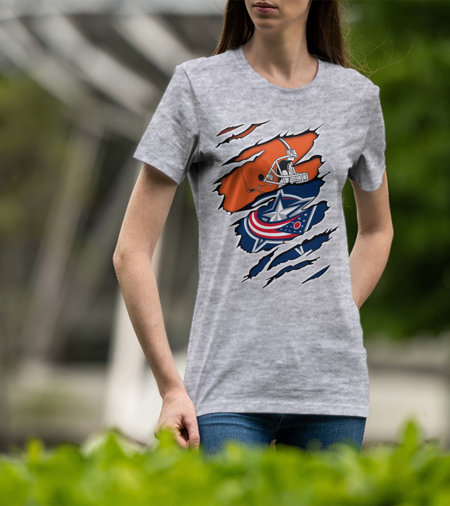 Cleveland Browns Columbus Blue Jackets Crossover T-Shirt