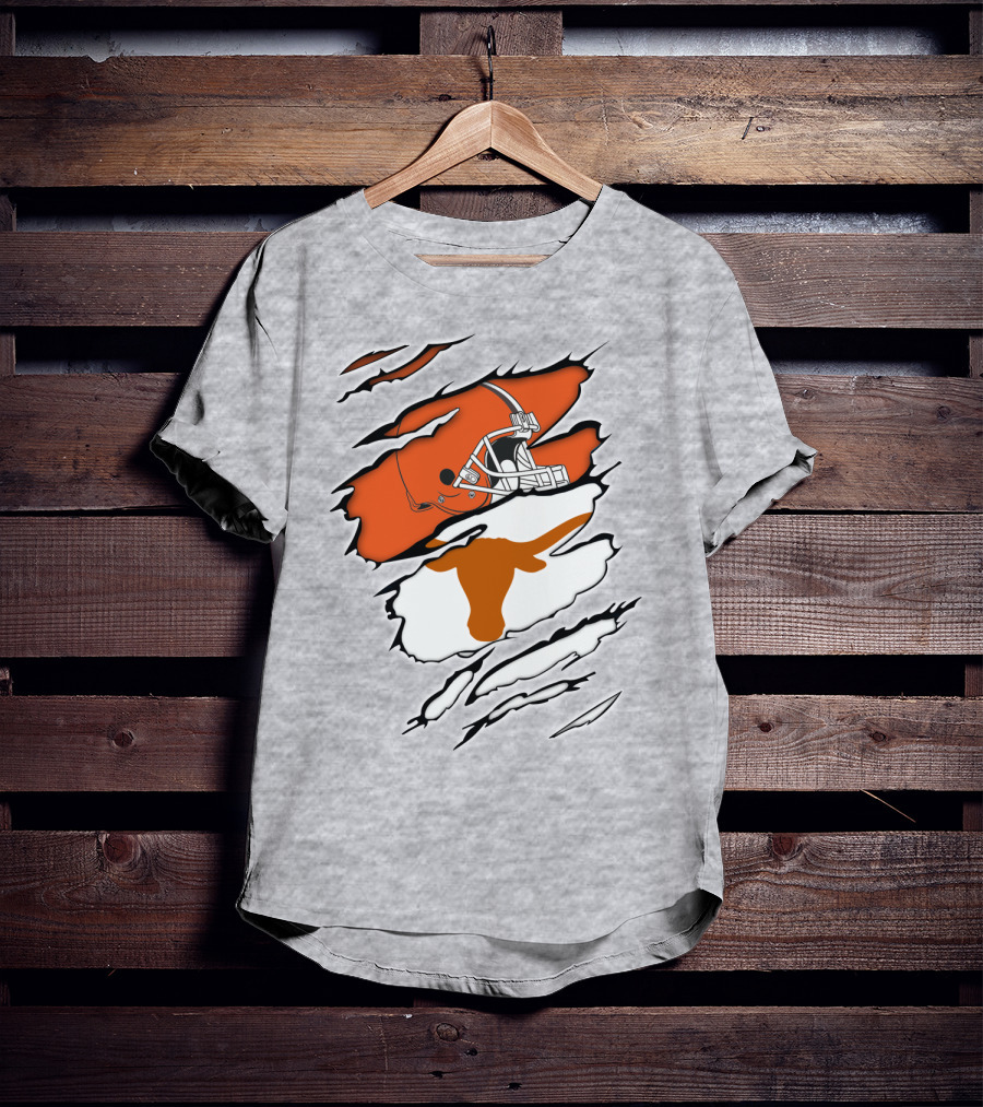 Browns Helmet Longhorns Horns Football Fusion T-Shirt