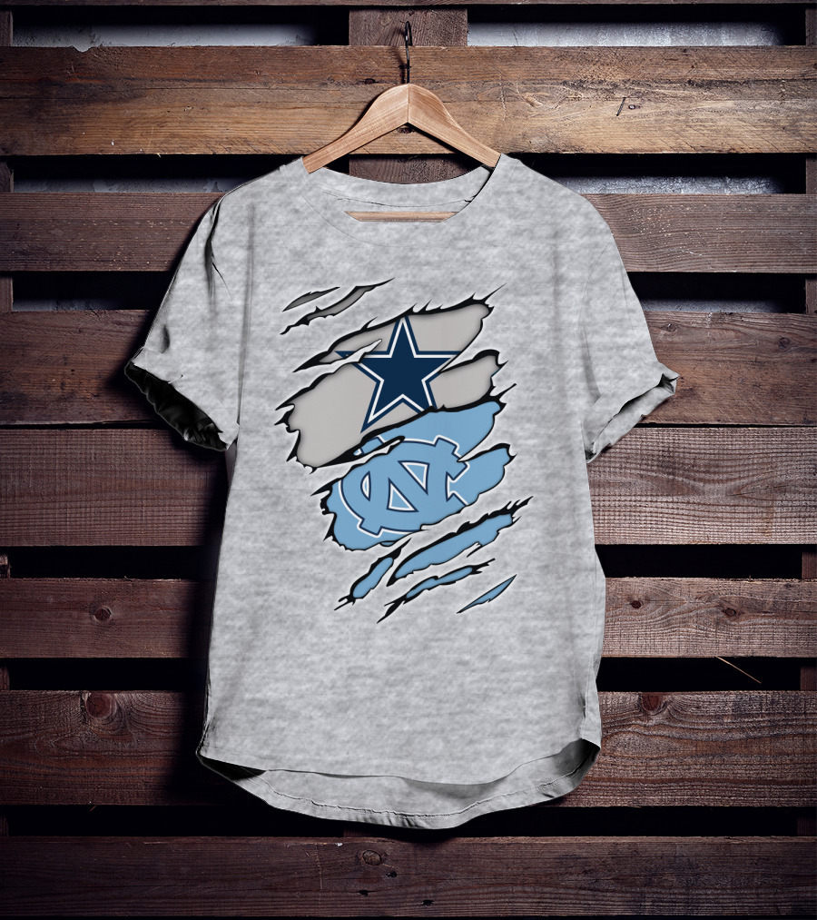 Dallas Cowboys UNC Tar Heels Rip Claw Marks T-Shirt