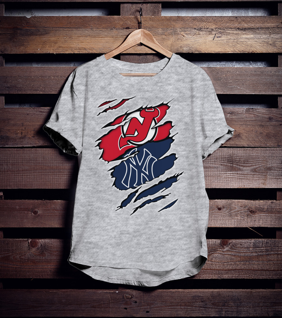 New Jersey Devils New York Yankees Fan Crossover T-Shirt