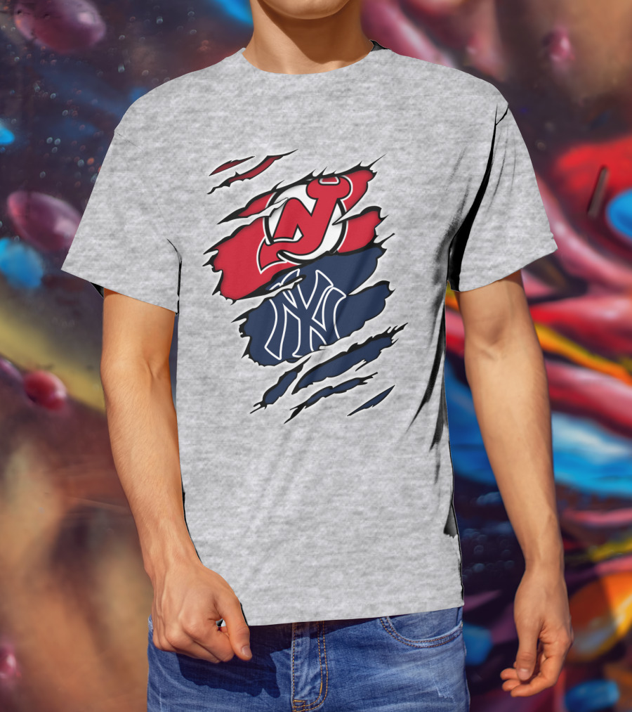 New Jersey Devils New York Yankees Fan Crossover T-Shirt
