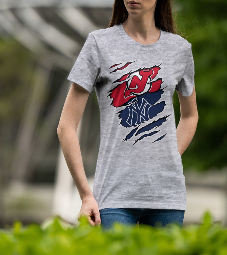 New Jersey Devils New York Yankees Fan Crossover T-Shirt