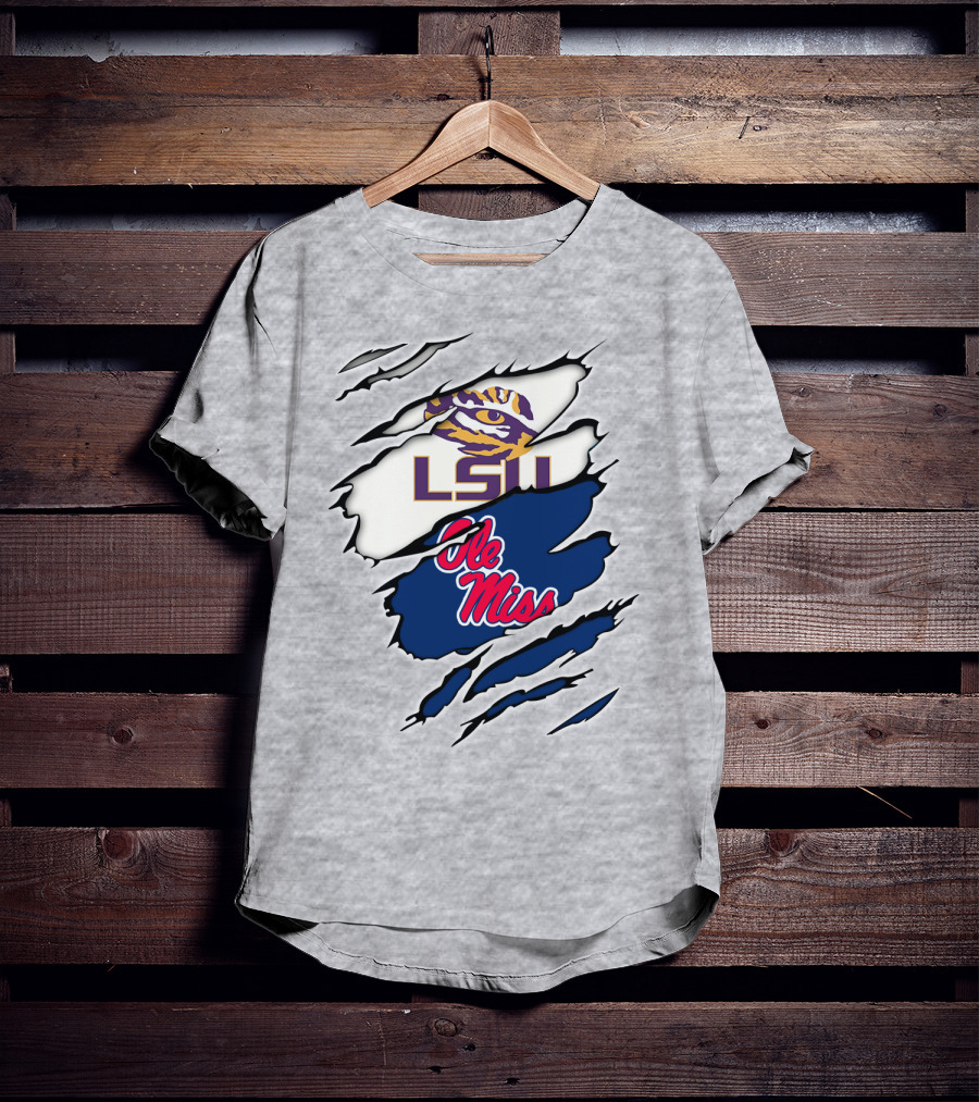 LSU Tigers Ole Miss Rebels Splattered Team T-Shirt