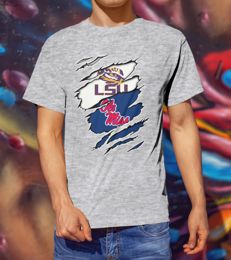 LSU Tigers Ole Miss Rebels Splattered Team T-Shirt