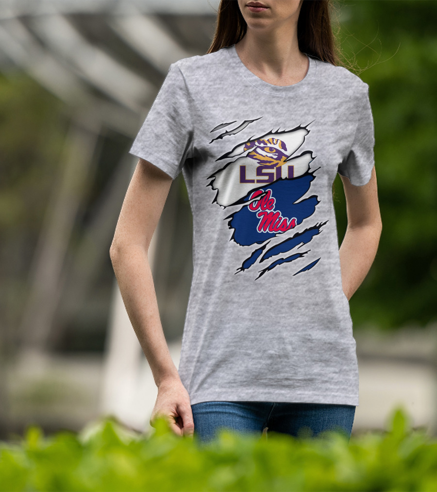 LSU Tigers Ole Miss Rebels Splattered Team T-Shirt