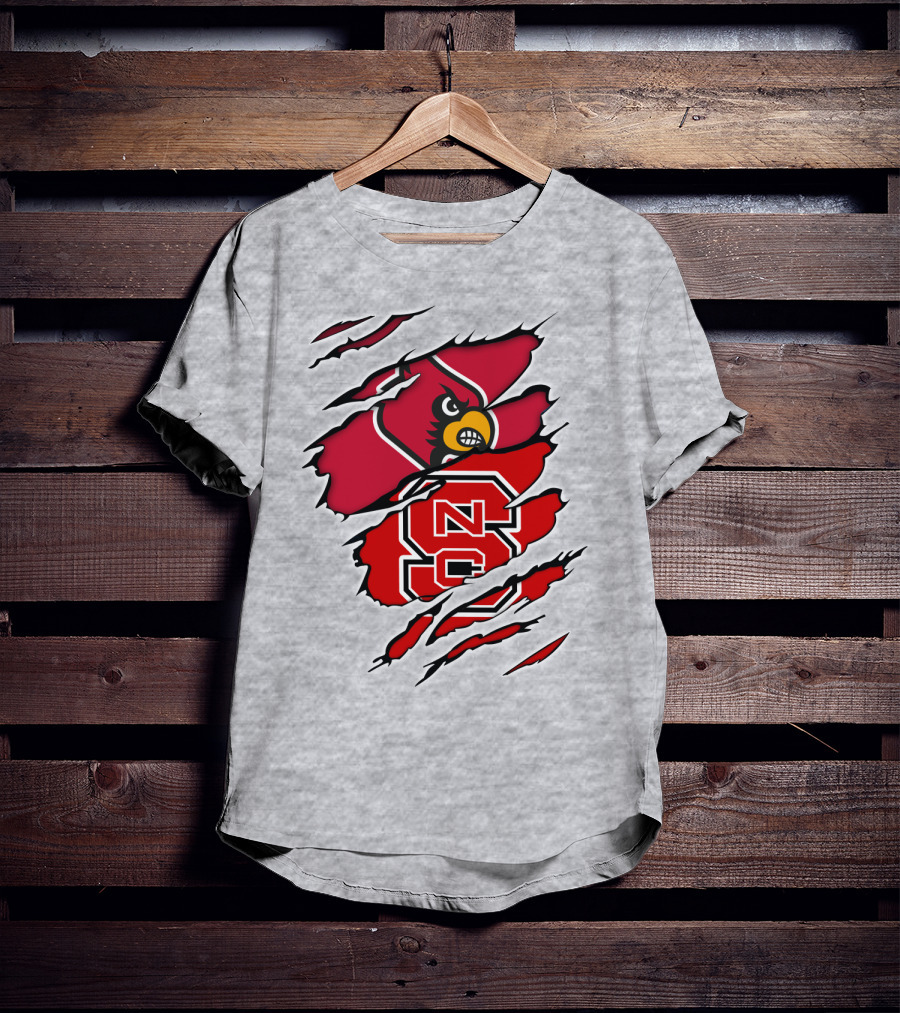 NC State Wolfpack Louisville Cardinals Torn T-Shirt