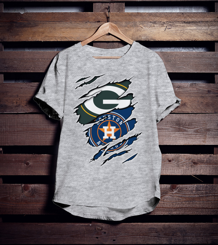 Green Bay Packers Houston Astros Claw Marks T-Shirt