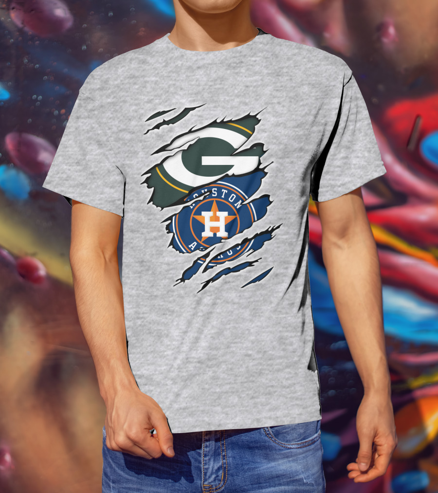 Green Bay Packers Houston Astros Claw Marks T-Shirt