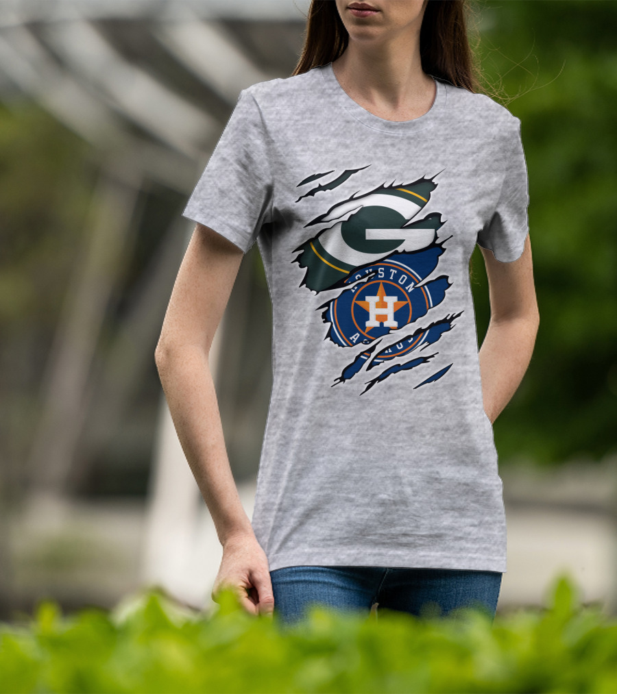 Green Bay Packers Houston Astros Claw Marks T-Shirt