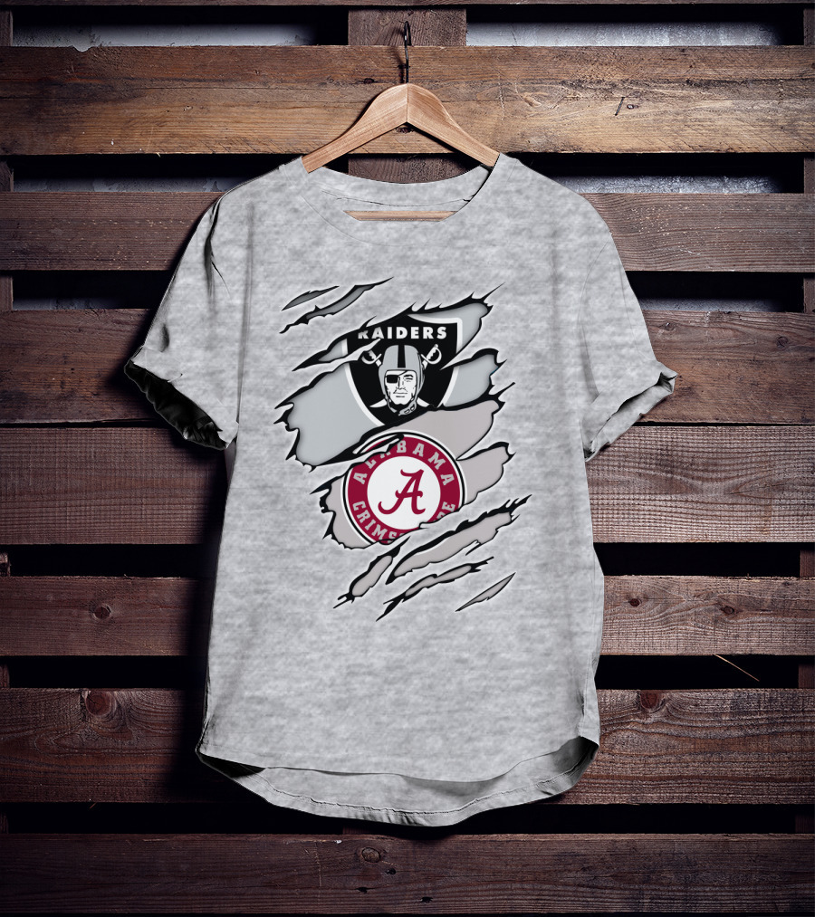 Raiders Alabama Crimson Tide Logo Mashup T-Shirt