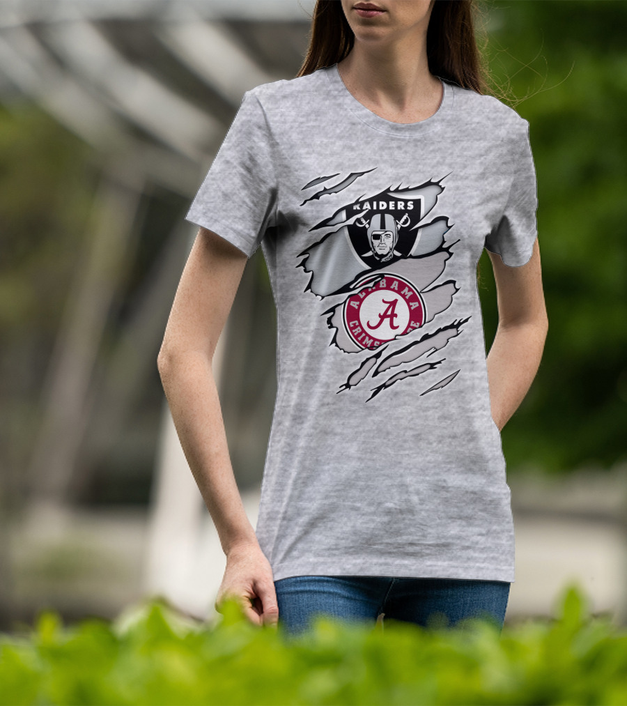 Raiders Alabama Crimson Tide Logo Mashup T-Shirt