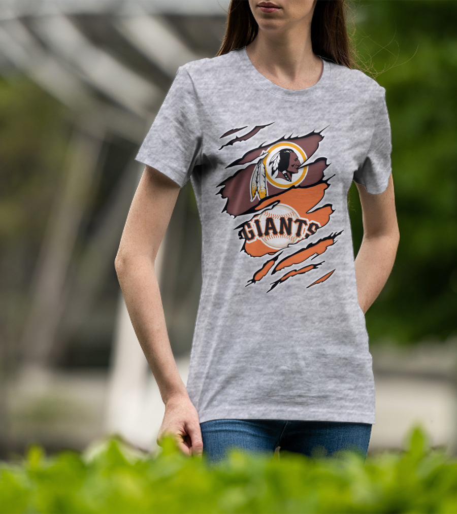 Redskins Giants Logo Mashup Baseball And Football Fan Clash T-Shirt
