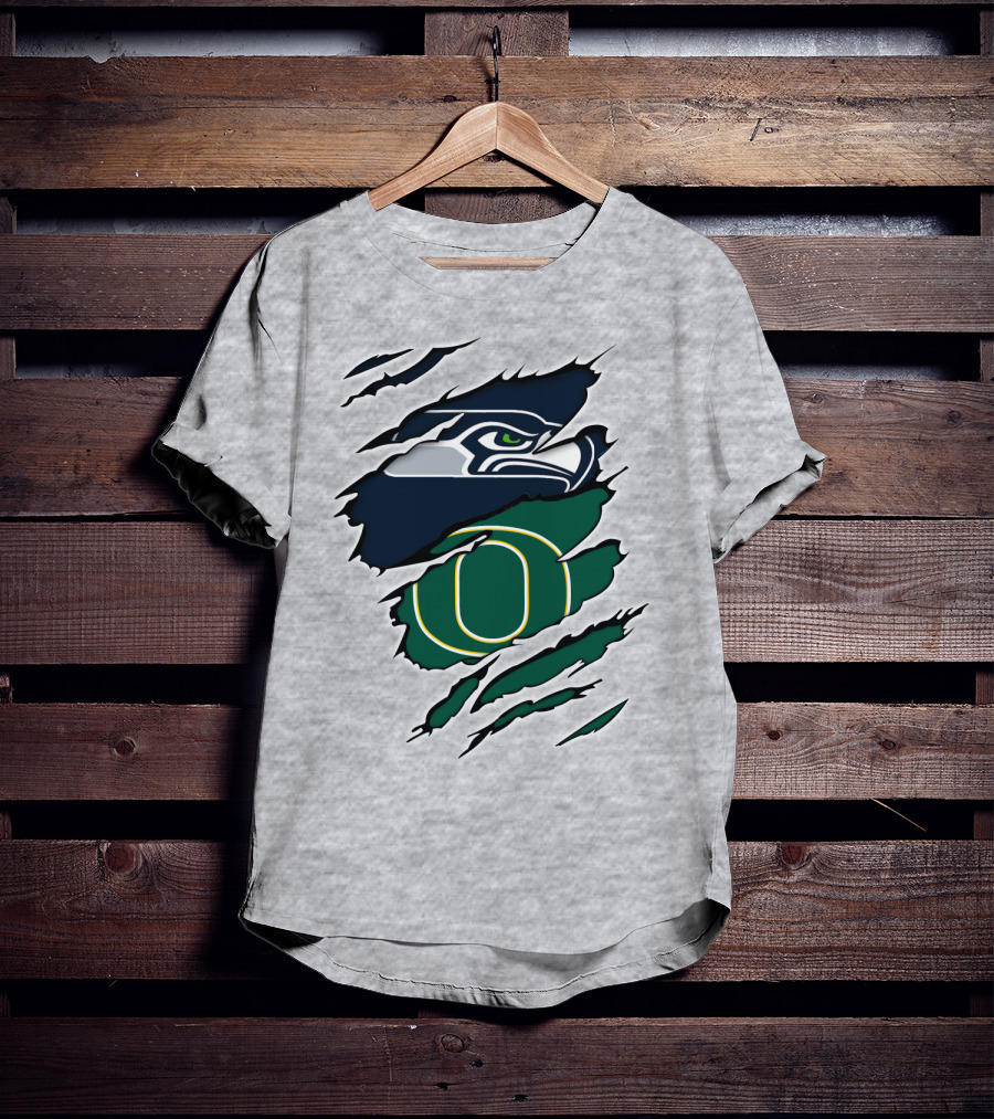 Seahawks Ducks Logo Fusion Featuring Claw Marks T-Shirt
