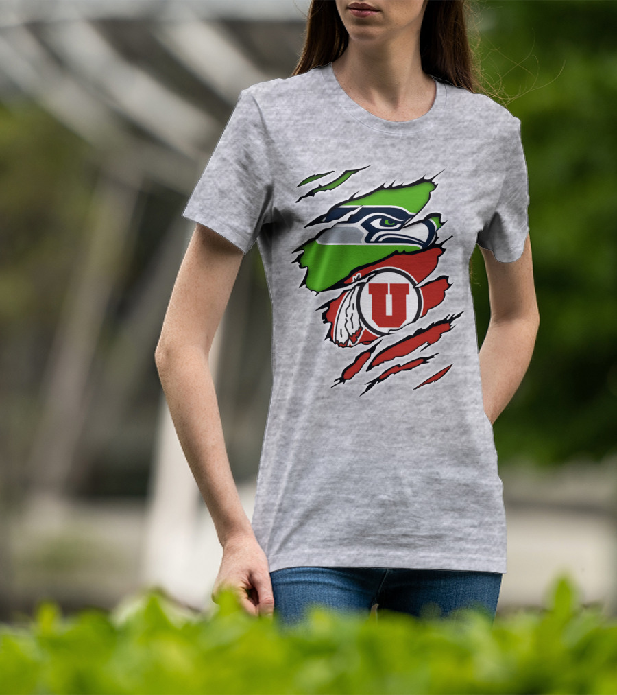 Seahawks Utes Claw Slash Emblem Blend T-Shirt