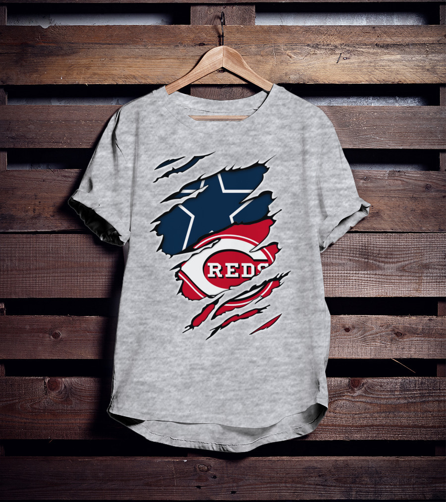 Cowboys Star Reds Logo Ripped T-Shirt