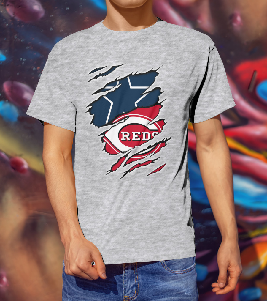 Cowboys Star Reds Logo Ripped T-Shirt