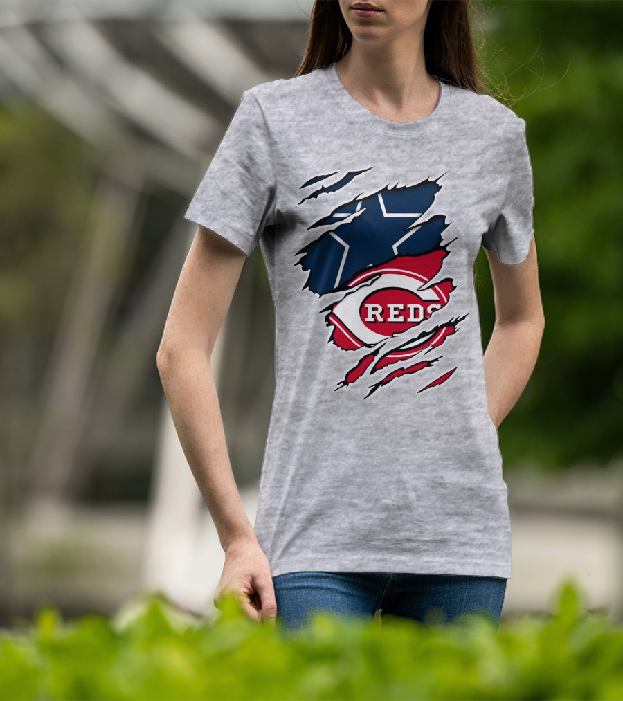 Cowboys Star Reds Logo Ripped T-Shirt