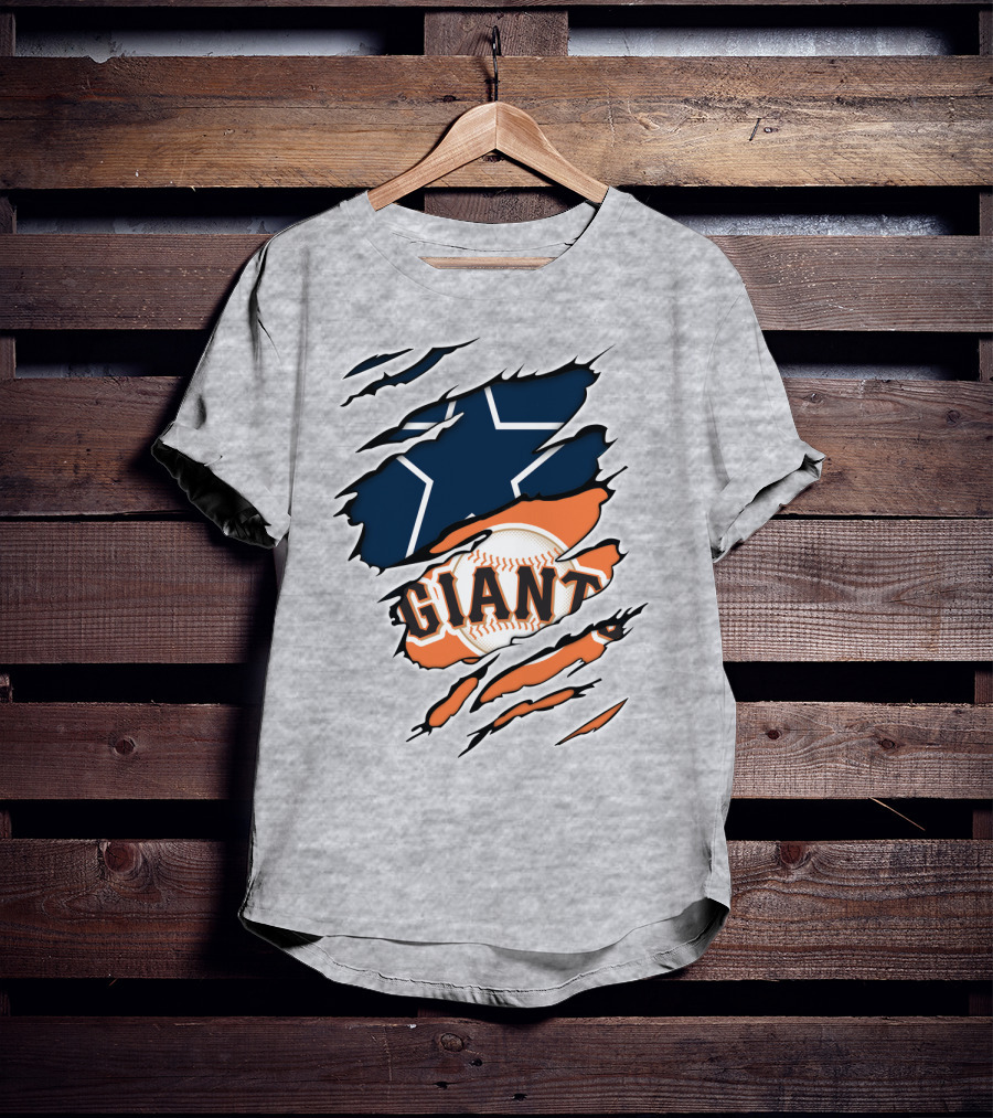 Cowboys Star And Giants Baseball Mashup T-Shirt