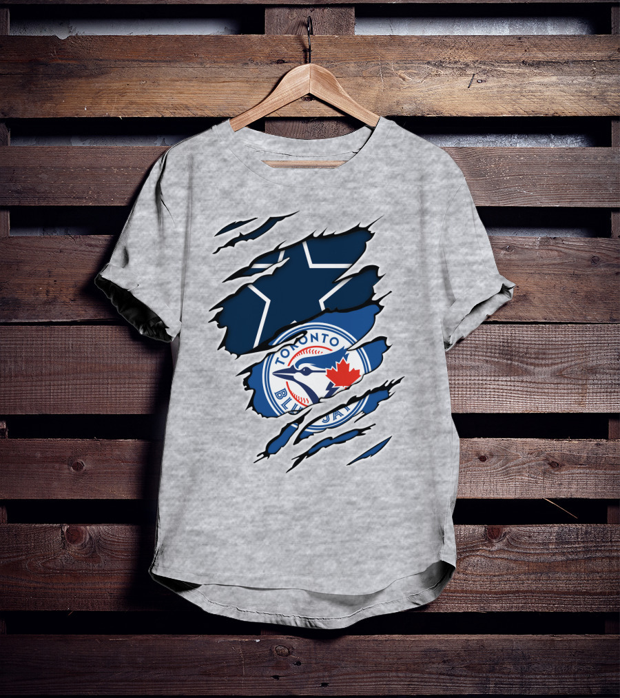 Toronto Blue Jays Dallas Cowboys Ripped T-Shirt