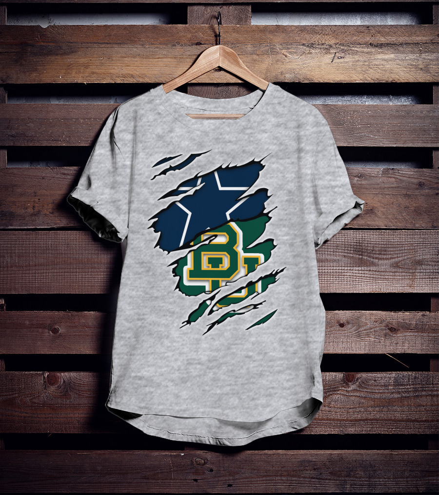 Baylor Cowboys Star Rip Claw Marks T-Shirt