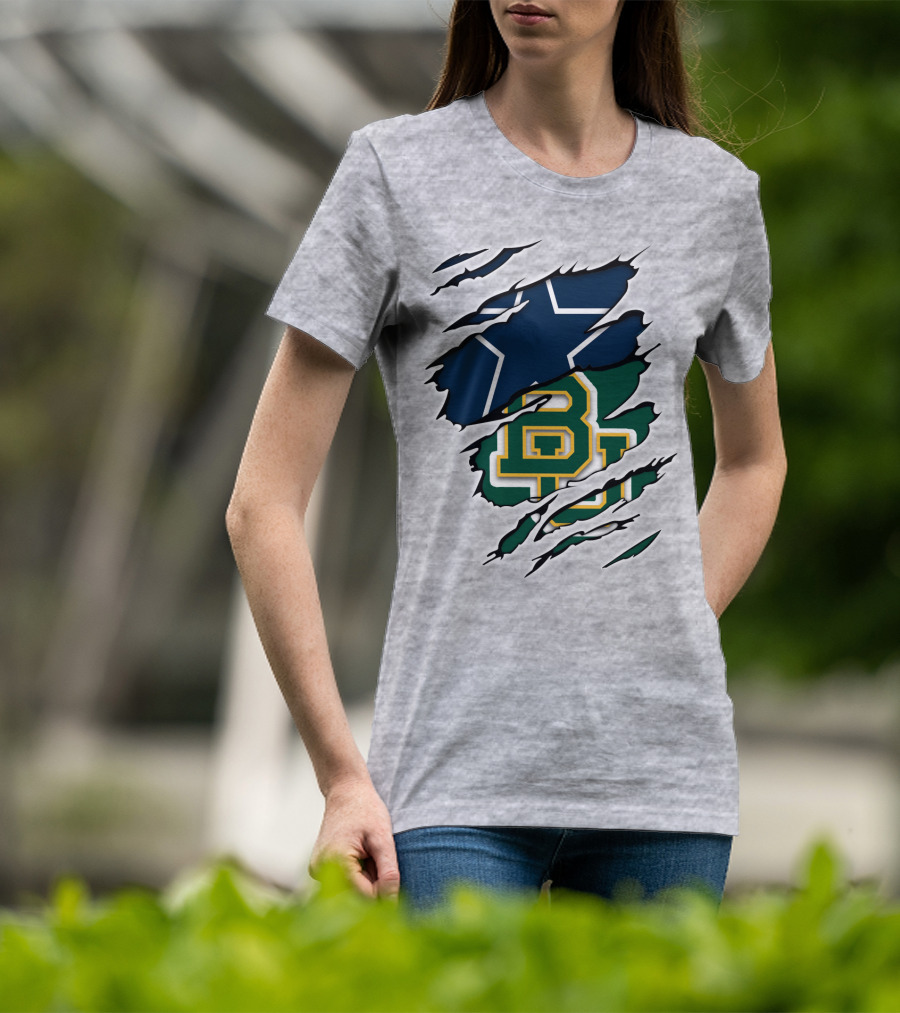 Baylor Cowboys Star Rip Claw Marks T-Shirt