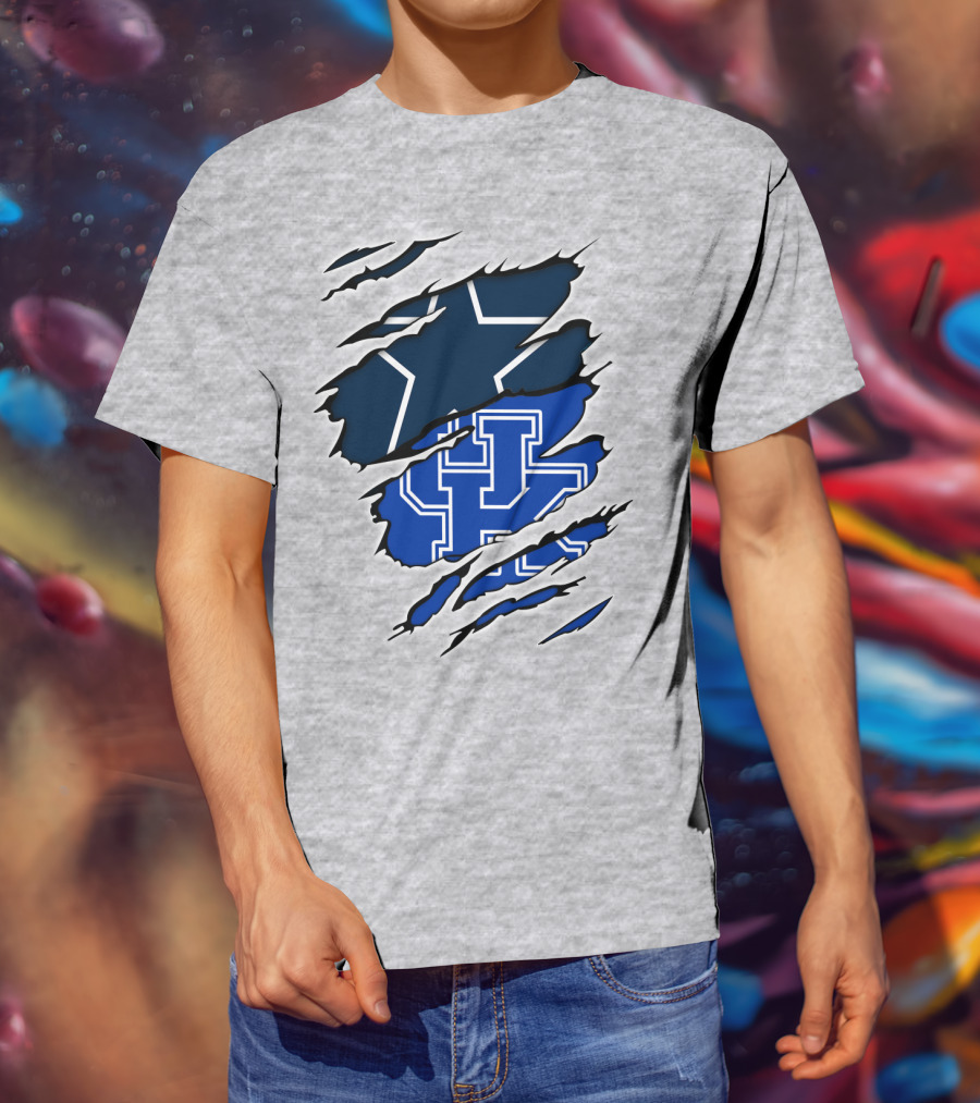 Dallas Cowboys Kentucky Wildcats Rip Effect T-Shirt