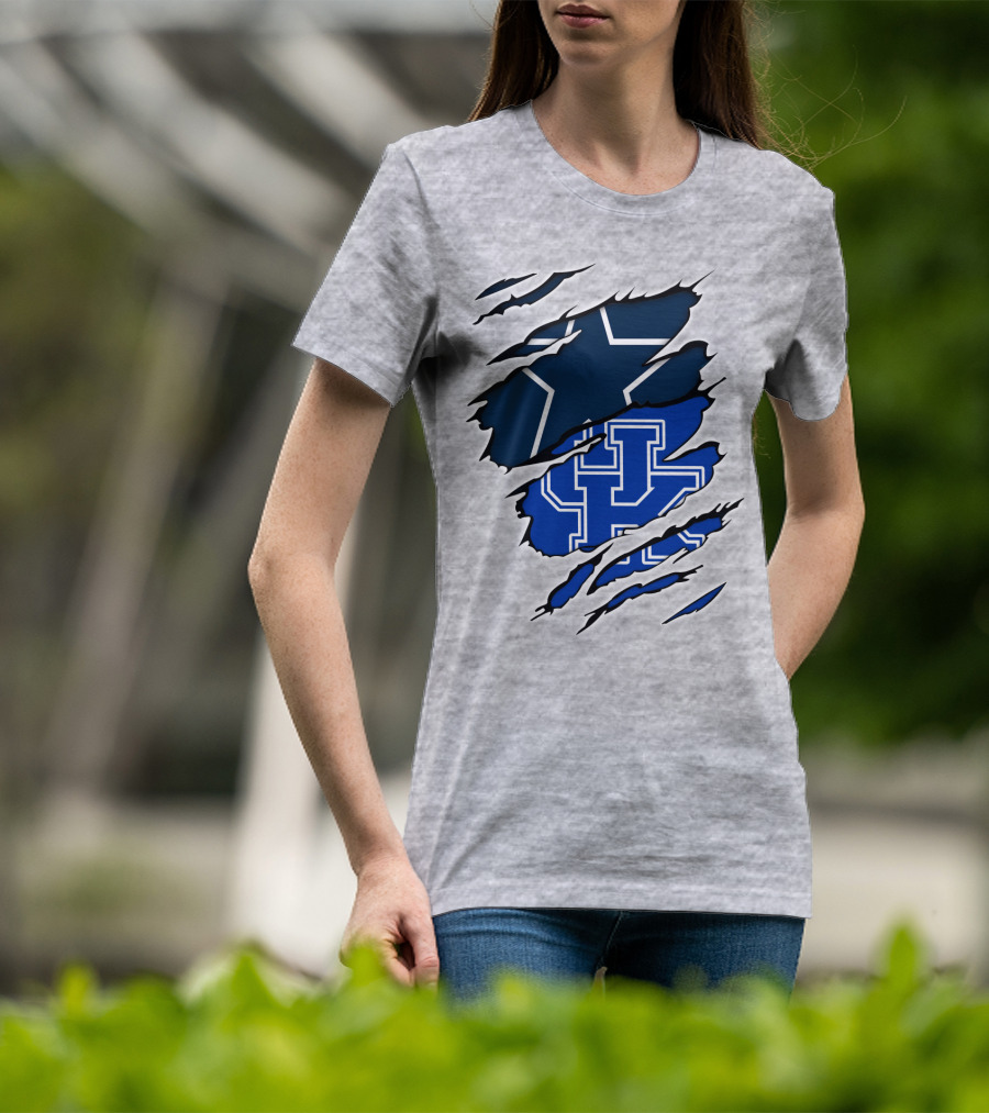 Dallas Cowboys Kentucky Wildcats Rip Effect T-Shirt