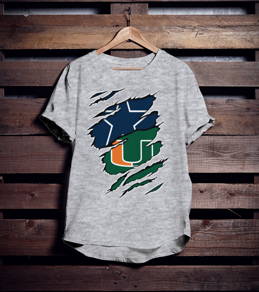 Dallas Cowboys Miami Hurricanes Logo Mashup T-Shirt