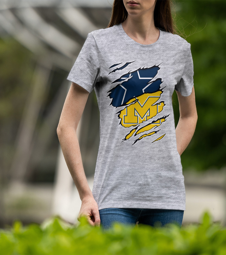Cowboys Michigan Wolverines Star Logo Fusion T-Shirt