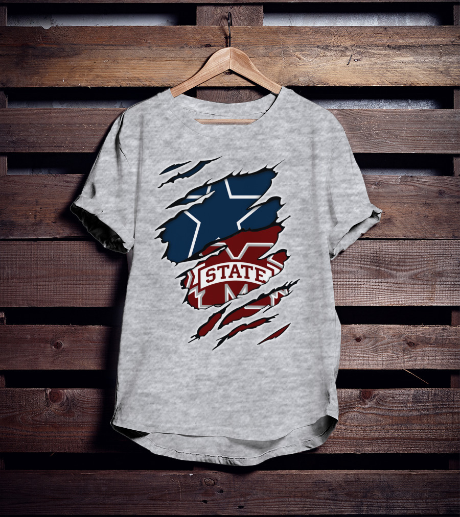 Dallas Stars And Mississippi State Cowboys Combo T-Shirt