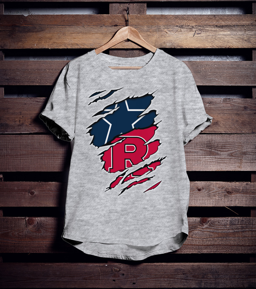 Cowboys Rutgers Ripped Star And R Logo Fusion T-Shirt