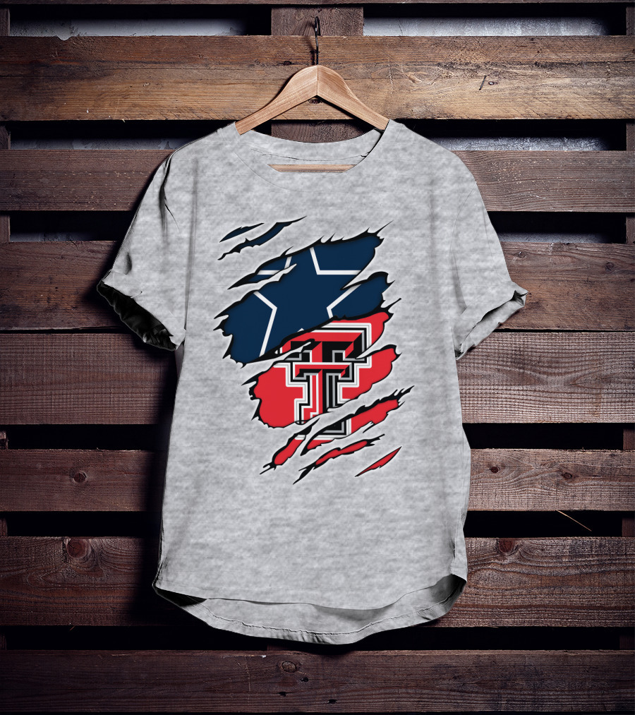 Texas Tech Cowboys Star And Double T Logo Rip T-Shirt
