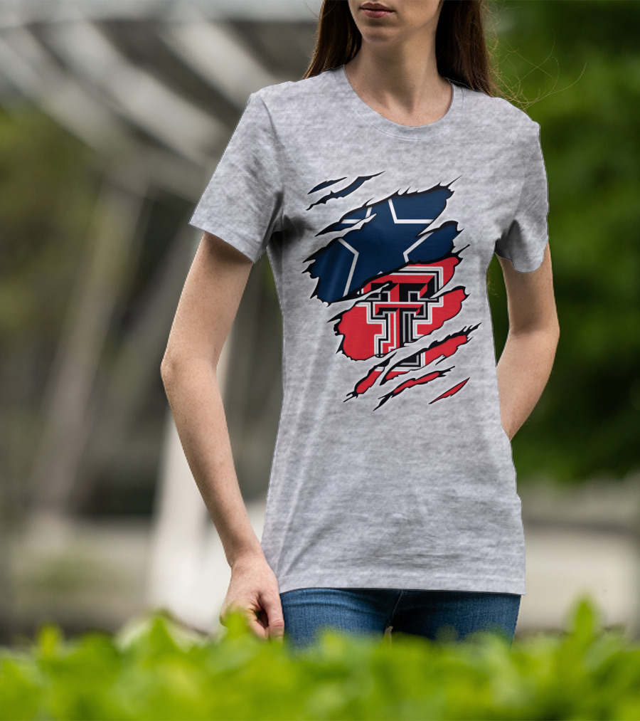 Texas Tech Cowboys Star And Double T Logo Rip T-Shirt