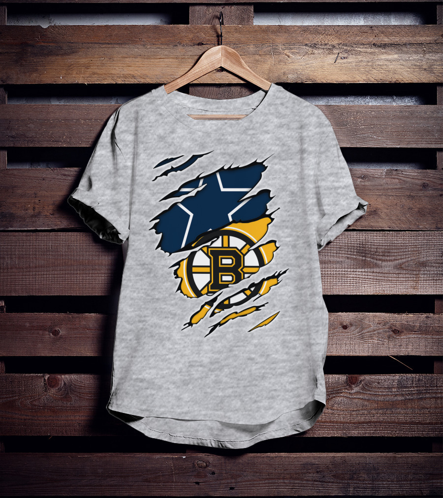 Dallas Cowboys Boston Bruins Fan Crossover T-Shirt