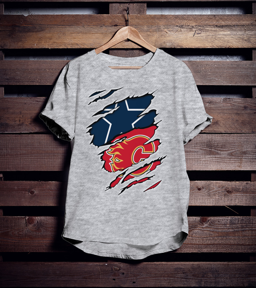 Dallas Cowboys Calgary Flames Rivalry Crossover T-Shirt