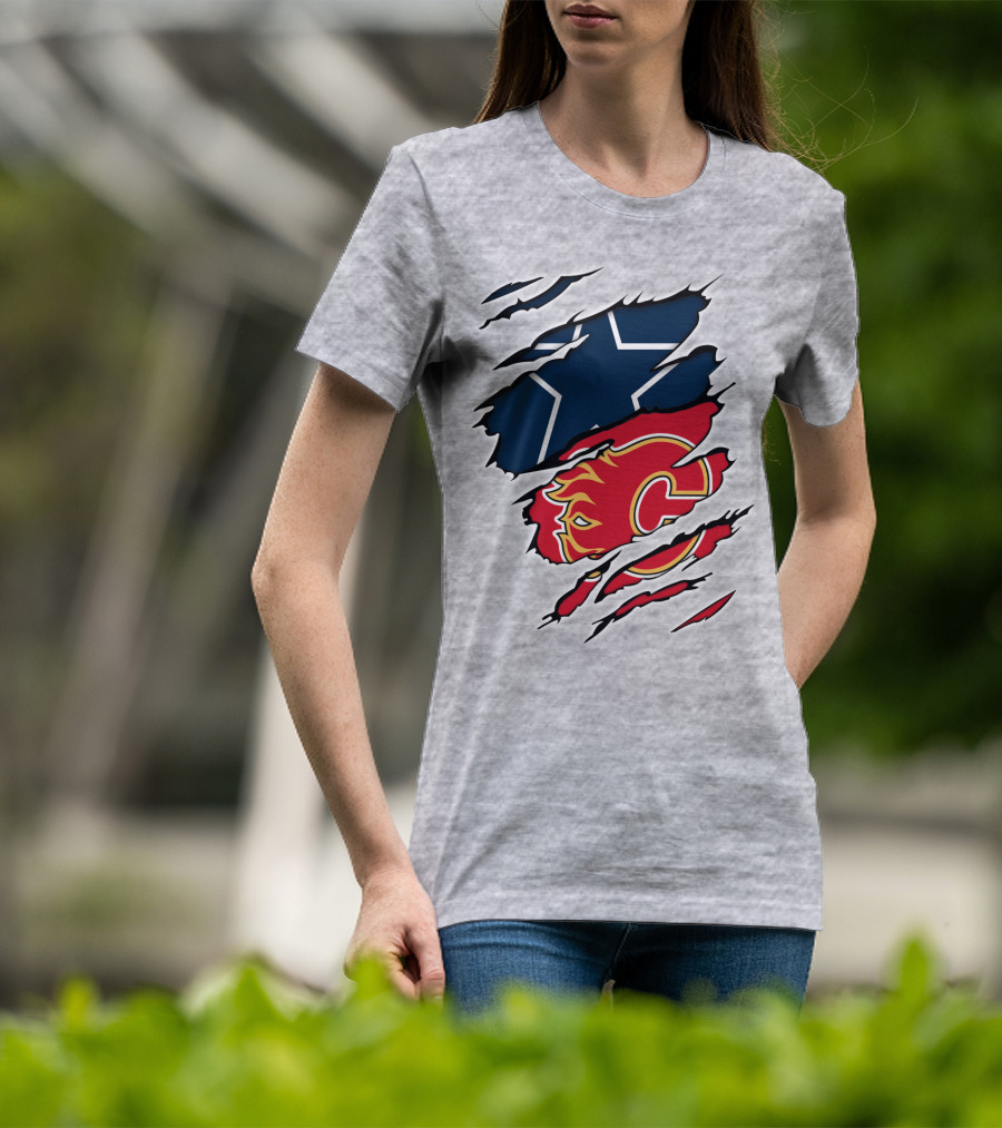 Dallas Cowboys Calgary Flames Rivalry Crossover T-Shirt
