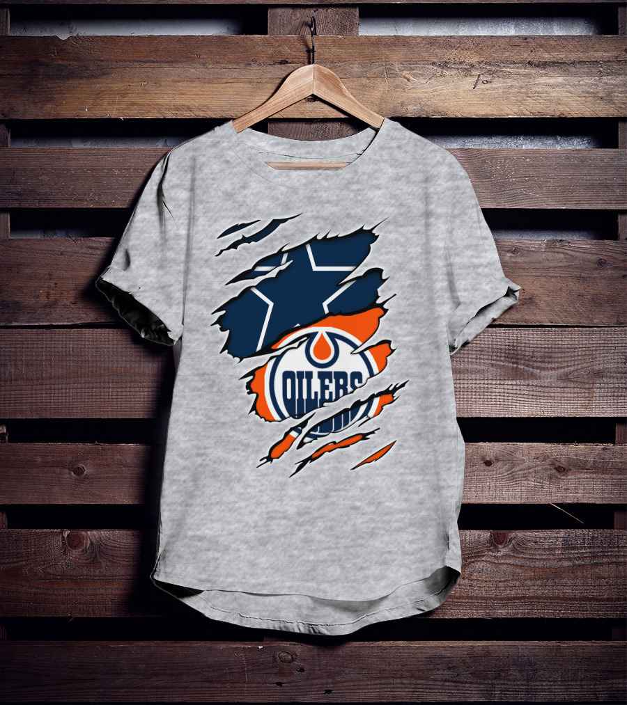 Cowboys Oilers Logos Ripped T-Shirt