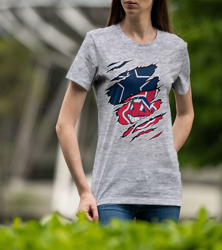 Cowboys Indians NFL MLB Collaboration Dallas Cleveland Football Baseball T-Shirt