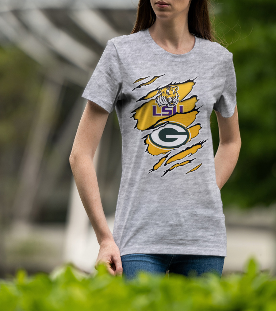 LSU Tigers Green Bay Packers Claw Marks T-Shirt