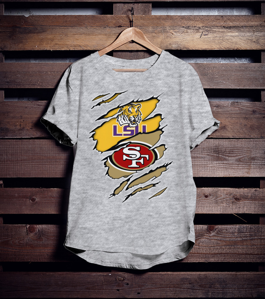 LSU Tigers San Francisco 49ers Ripped T-Shirt